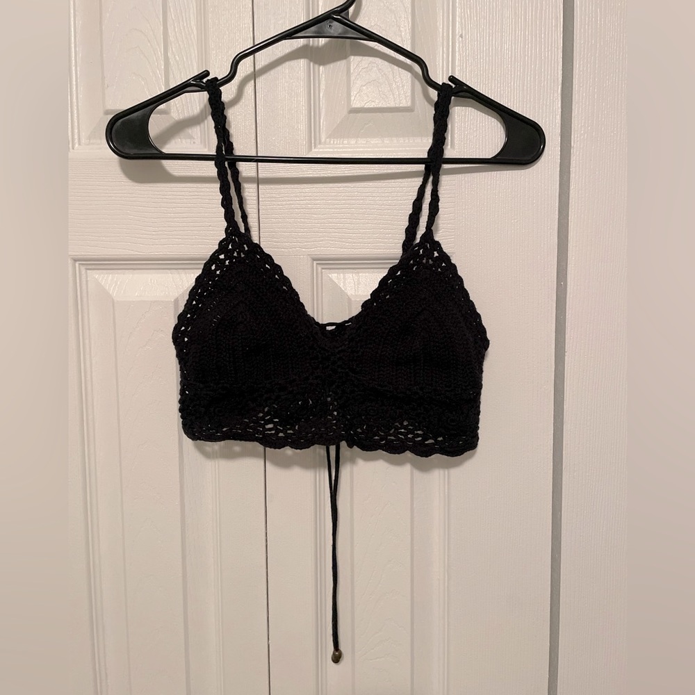 Crochet black crop top